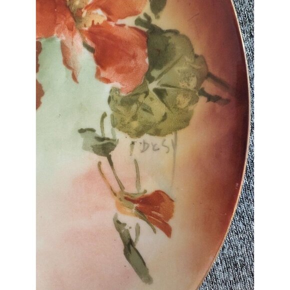 MZ Austria, Hand Painted Porcelain Decorative Plate with Poppies, Flowers - Picture 2 of 4